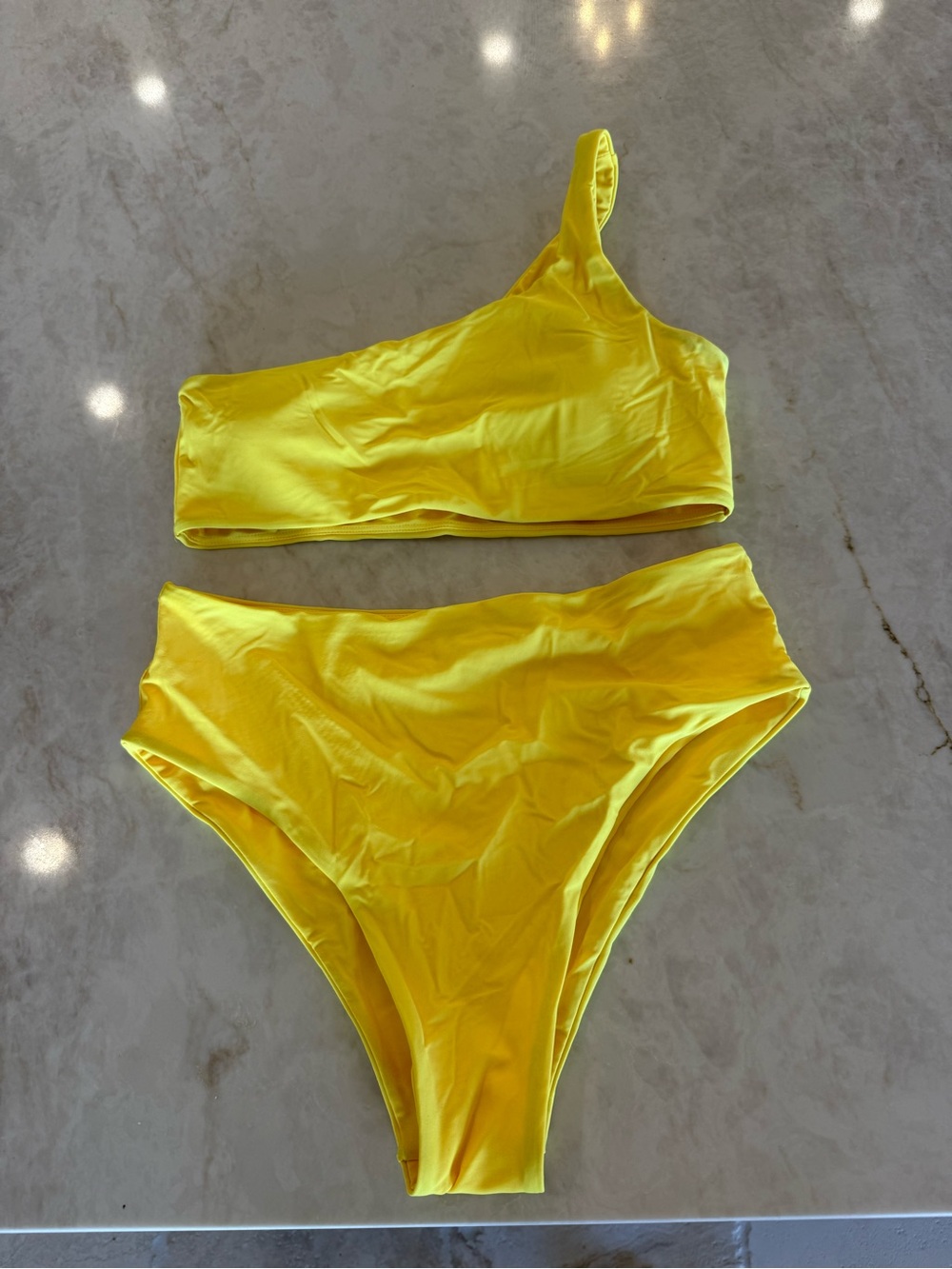 NEW One-Shoulder High-Waist Yellow Bikini Set